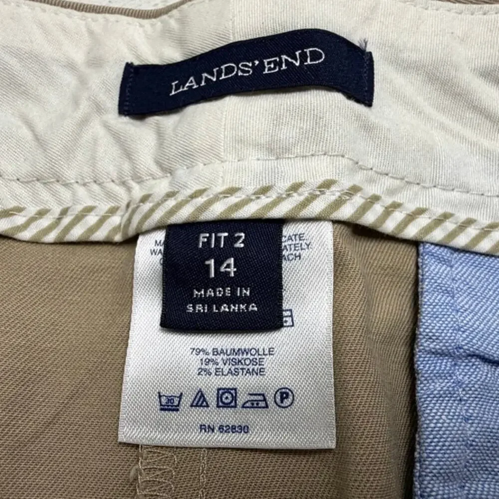 Lands' End Shorts Size 14 Light Beige Khaki Fit 2 Women's Casual Modern Uniform
